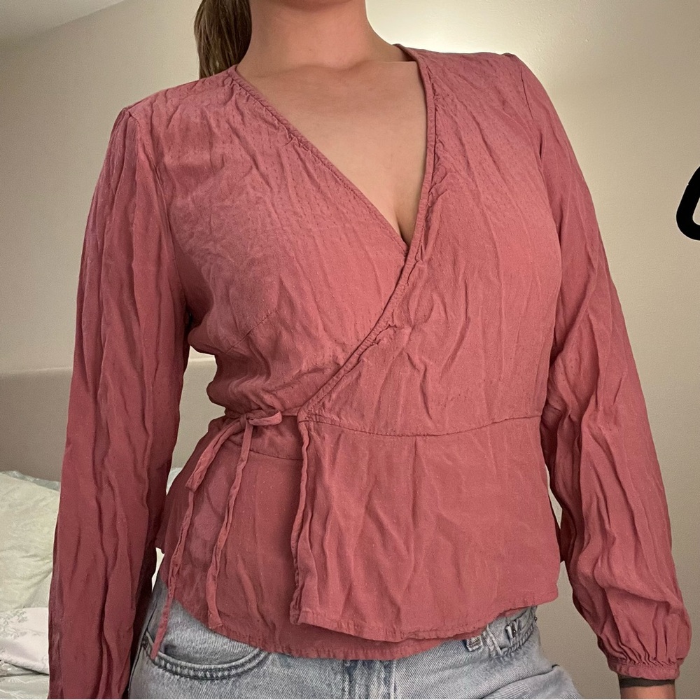H&M Dusty Rose Wrap Blouse